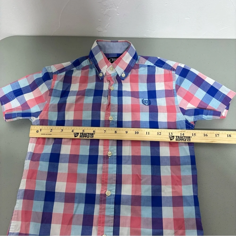 Chaps Ralph Lauren Boys Lot of 2 Size 8 Plaid Button Front Short Sleeve Shirt